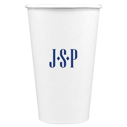 Simple 3 Initials Monogram Paper Coffee Cups